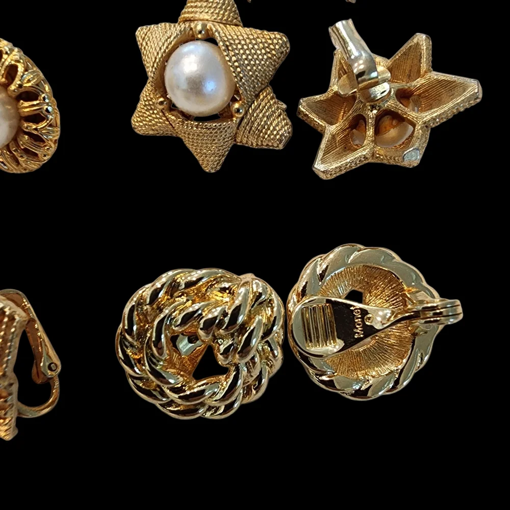 Vintage Earring Bundle 11 Pairs Vintage Clip-on Earrings - Marvella, Monet, More